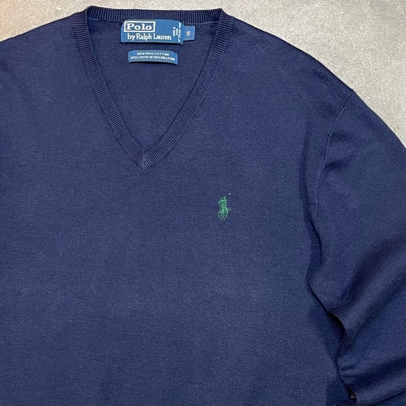 Vintage Polo Ralph Lauren Cotton V Neck Pullover Sweater - Picture 2 of 8